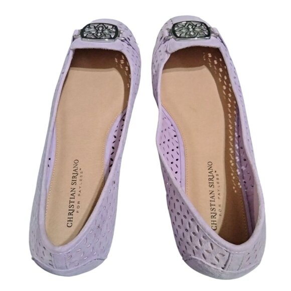 Christian Siriano Size 11 Flats Womens Lavender Laser-Cut Silver Buckle Detail - Picture 5 of 8